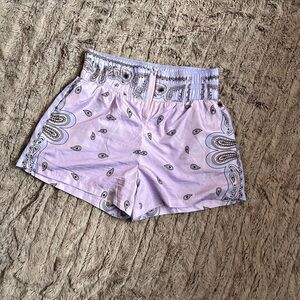 Purple and Black Athletic Shorts with Elastic Waistband
